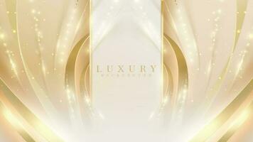 Luxury background with golden curve line elements and light effects decoration and bokeh. vector