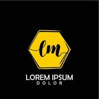 LM Initial Letter handwriting logo with circle brush template vector