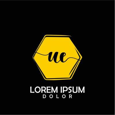 UE Initial Letter handwriting logo with circle brush template vector