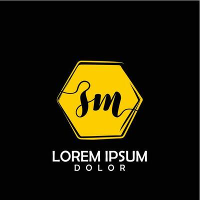 ZM Initial Letter handwriting logo with circle brush template vector