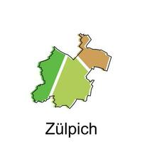 Map of Zulpich colorful design, World Map International vector template with outline graphic sketch style on white background