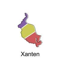 Xanten map, detailed outline colorful regions of the German country. Vector illustration template design