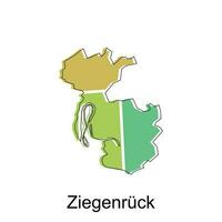 Ziegenruck map, detailed outline colorful regions of the German country. Vector illustration template design