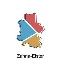 Map of Zahna Elster colorful design, World Map International vector template with outline graphic sketch style on white background