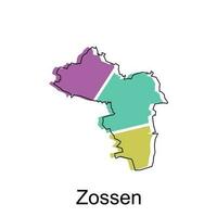 Zossen map, detailed outline colorful regions of the German country. Vector illustration template design