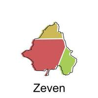 Map of Zeven colorful design, World Map International vector template with outline graphic sketch style on white background