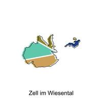 Map of Zell Im Wiesental colorful design, World Map International vector template with outline graphic sketch style on white background