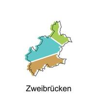 Map of Zweibrucken colorful design, World Map International vector template with outline graphic sketch style on white background