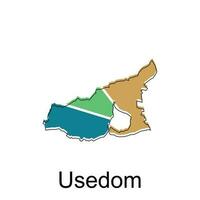 Map of Usedom colorful design, World Map International vector template with outline graphic sketch style on white background