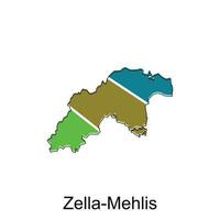 Map of Zella Mehlis colorful design, World Map International vector template with outline graphic sketch style on white background