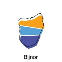 bijnor mapa ilustración diseño, vector modelo con contorno gráfico bosquejo estilo aislado en blanco antecedentes