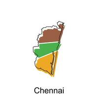 Map of Chennai modern geometric illustration, map of India country vector design template