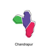 Chandrapur map illustration design, vector template with outline graphic sketch style isolated on white background