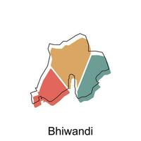 map of Bhiwandi vector design template, national borders and important cities illustration