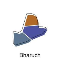 map of Bharuch vector design template, national borders and important cities illustration