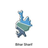 Bihar Sharif map illustration design, vector template with outline graphic sketch style isolated on white background