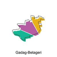 Gadag Betageri City of India map vector illustration, vector template with outline graphic sketch design