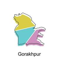 gorakhpur ciudad de India mapa vector ilustración, vector modelo con contorno gráfico bosquejo diseño