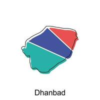 Dhanbad City of India map vector illustration, vector template with outline graphic sketch design