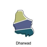 Dharwad City of India map vector illustration, vector template with outline graphic sketch design