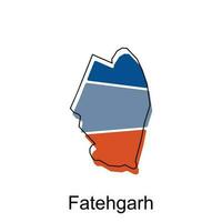 Fatehgarh City of India map vector illustration, vector template with outline graphic sketch design