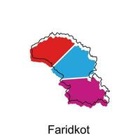 Faridkot City of India map vector illustration, vector template with outline graphic sketch design