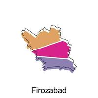 map of Firozabad design template with outline graphic sketch style isolated on white background vector