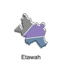 Etawah City of India map vector illustration, vector template with outline graphic sketch design