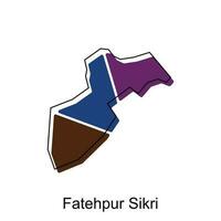 Fatehpur Sikri City of India map vector illustration, vector template with outline graphic sketch design