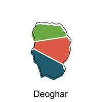 Deoghar City of India map vector illustration, vector template with outline graphic sketch design