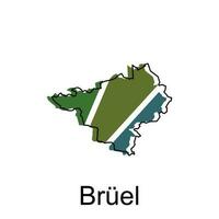 Map of Bruel design illustration, vector symbol, sign, outline, World Map International vector template on white background