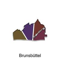 map of Brunsbuttel vector design template, national borders and important cities illustration