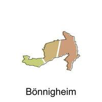 map of Bonnigheim vector design template, national borders and important cities illustration