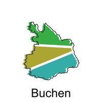 Map of Buchen design illustration, vector symbol, sign, outline, World Map International vector template on white background