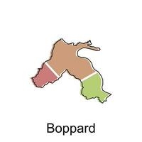 Map of Boppard design illustration, vector symbol, sign, outline, World Map International vector template on white background