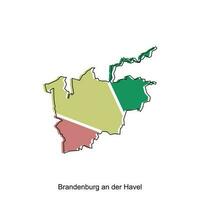 Map of Brandenburg An Der Havel design illustration, vector symbol, sign, outline, World Map International vector template on white background