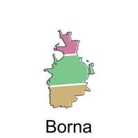 Map of Borna design illustration, vector symbol, sign, outline, World Map International vector template on white background