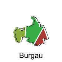 Map of Burgau design illustration, vector symbol, sign, outline, World Map International vector template on white background