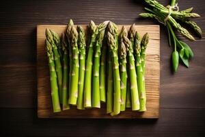 stock photo asparagus in kitchen table flat lay AI Generated