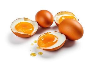 stock photo of raw eggs food photography isolated white background AI Generated