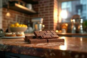 choclate bar en el cocina mesa comida fotografía ai generado foto