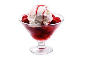 rojo ligero helado con frutas y nueces blanco aislado antecedentes comida fotografía ai generado foto