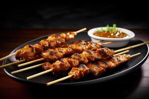 stock photo of satay food food photography studio light AI Generated