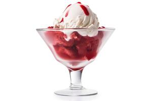 rojo ligero helado con frutas y nueces blanco aislado antecedentes comida fotografía ai generado foto