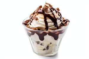 chocolate sundae white isolated background Food Photography AI Generated photo