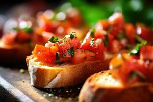 bruschetta in The kitchen table Food Photography AI Generated photo