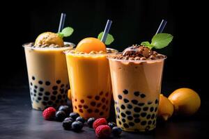 stock photo of bubble tea food photography studio light AI Generated