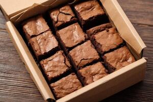 Brownies fudgy caja comida fotografía ai generado foto