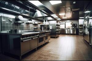 empty inside restaurant kitchen view Food Photography AI Generated photo