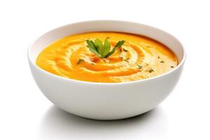 carrot soup cream white isolated background Food Photography AI Generated photo